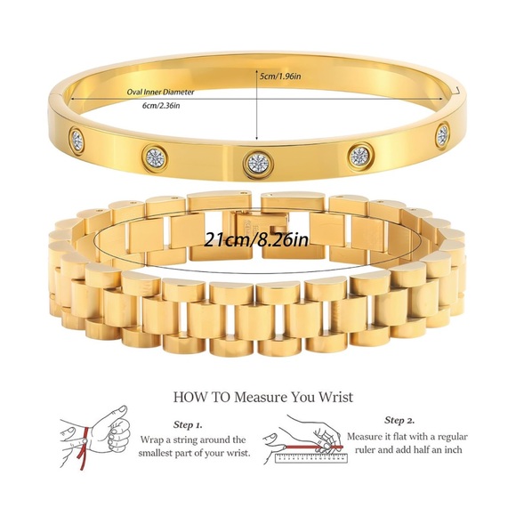 Anthropologie Gold Crystal Bracelet Duo Set - Picture 7 of 7